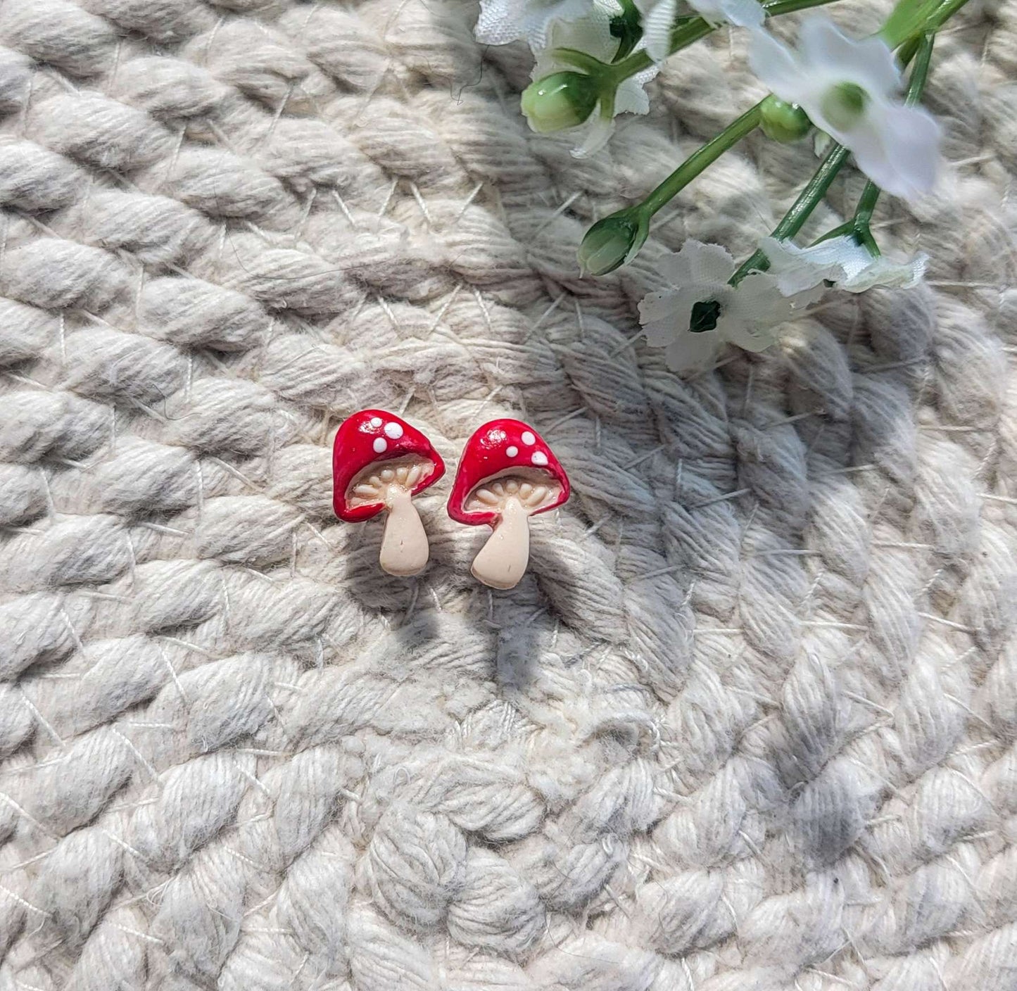 Red Mushroom Earring Studs