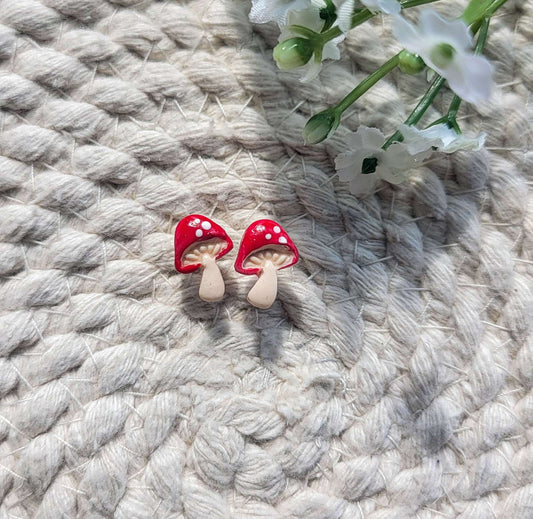 Red Mushroom Earring Studs